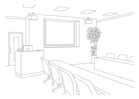 Line drawing vector illustration of the office.のイラスト素材