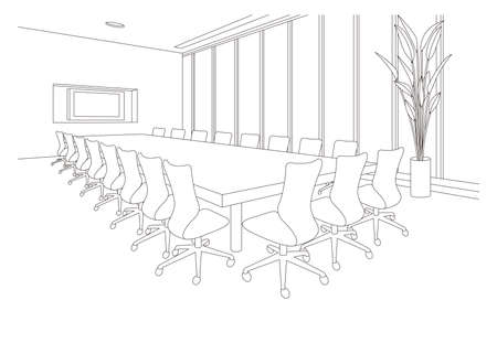 Line drawing vector illustration of the office.のイラスト素材