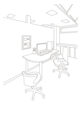 Line drawing vector illustration of the hospital.のイラスト素材