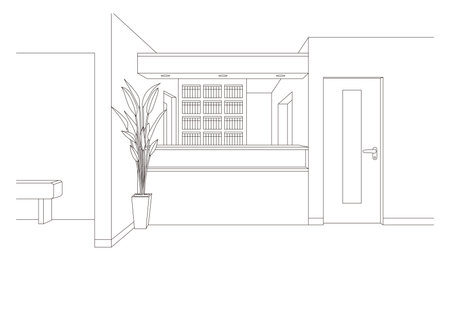 Line drawing vector illustration of the hospital.のイラスト素材