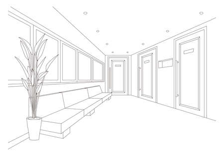 Line drawing vector illustration of the hospital.のイラスト素材