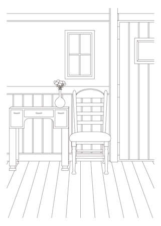 Line drawing vector illustration of the Interior.のイラスト素材
