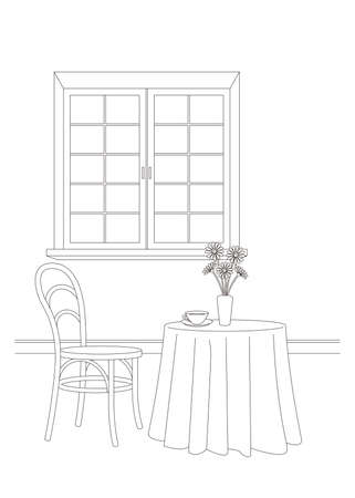 Line drawing vector illustration of the Interior.のイラスト素材