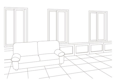 Line drawing vector illustration of the Interior.のイラスト素材