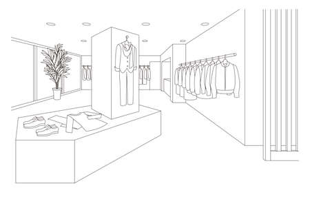 Line drawing vector illustration of the boutique.のイラスト素材