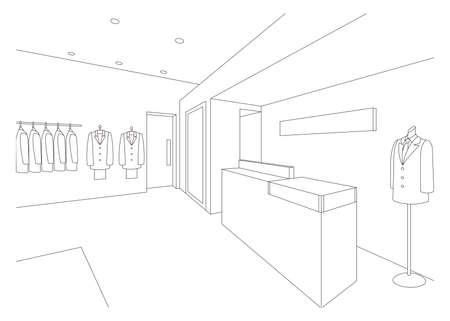 Line drawing vector illustration of the boutique.のイラスト素材