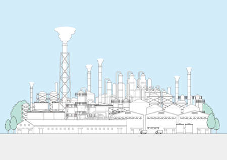Line drawing vector illustration of the Factory area.のイラスト素材