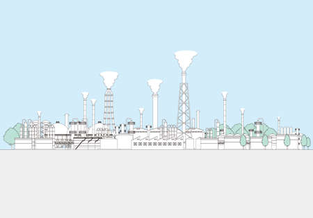 Line drawing vector illustration of the Factory area.のイラスト素材