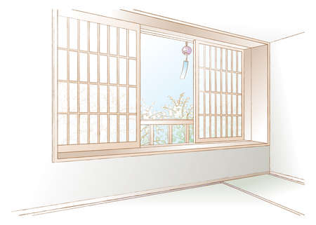Vector illustration of the japanese-style room.のイラスト素材