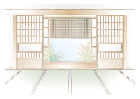 Vector illustration of the japanese-style room.のイラスト素材