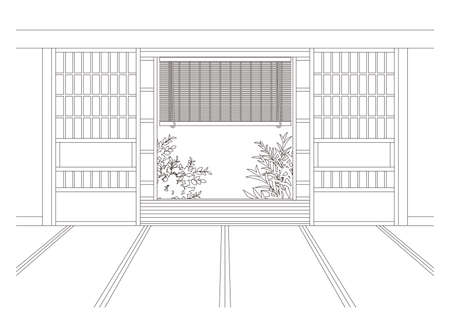 Line drawing vector illustration of the japanese-style room.のイラスト素材