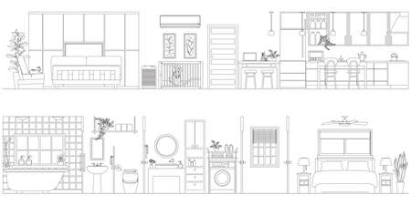 Line drawing vector illustration of the Interior.のイラスト素材