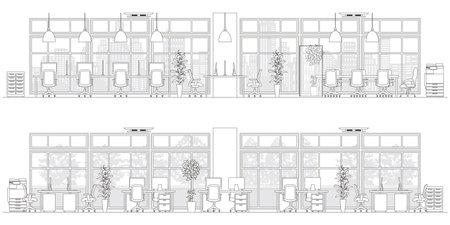 Line drawing vector illustration of the office.のイラスト素材
