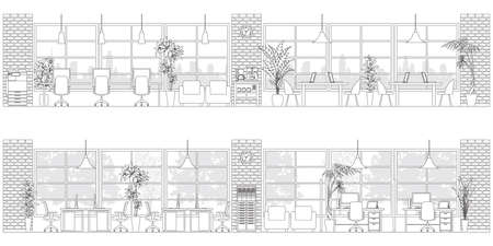 Line drawing vector illustration of the office.のイラスト素材