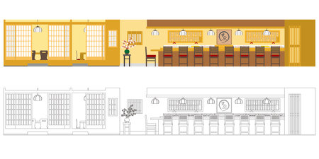 Vector illustration of restaurant.のイラスト素材