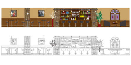 Vector illustration of restaurant.のイラスト素材