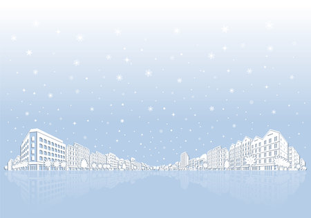 Illustration of snow scene of cityscape.のイラスト素材