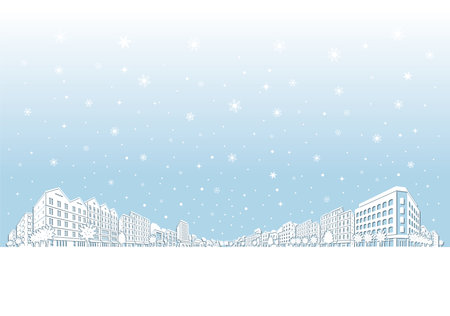 Illustration of snow scene of cityscape.のイラスト素材