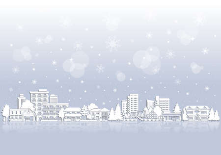 Illustration of snow scene of cityscape.のイラスト素材