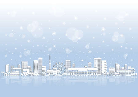 Illustration of snow scene of cityscape.のイラスト素材