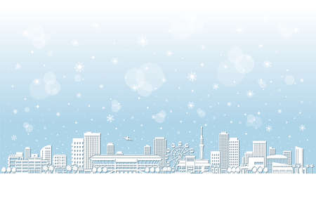 Illustration of snow scene of cityscape.のイラスト素材