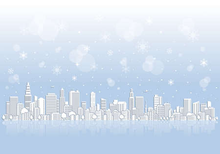 Illustration of snow scene of cityscape.のイラスト素材