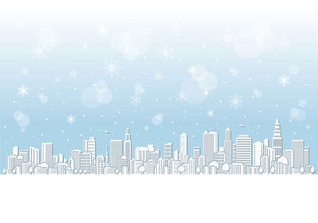 Illustration of snow scene of cityscape.のイラスト素材