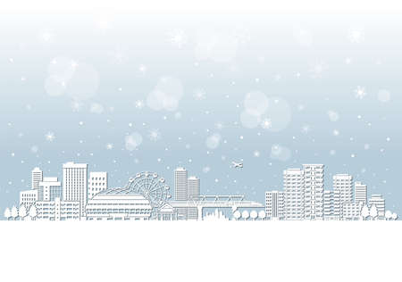 Illustration of snow scene of cityscape.のイラスト素材