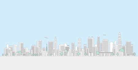 Vector illustration of cityscape. Line drawing illustration.のイラスト素材