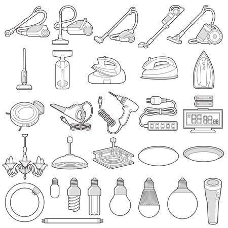 Illustration of various electric appliances. Life Related Electrical Appliances.のイラスト素材