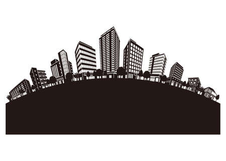 Illustration of the shadow of the cityscape.のイラスト素材