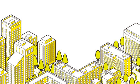 Isometric urban landscape with the image of the city. Vector illustrationのイラスト素材