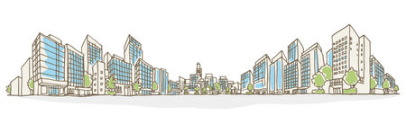 Cityscape illustration. Hand-drawn style.のイラスト素材