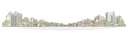 Cityscape illustration. Hand-drawn style.のイラスト素材