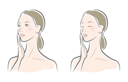 Vector illustration of a woman doing skin care.のイラスト素材
