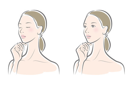 Vector illustration of a woman doing skin care.のイラスト素材