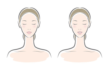 Illustration of a woman's face with a moisturizing facial maskのイラスト素材