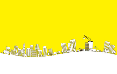 Cityscape of the city on a yellow background. Vector illustration.のイラスト素材
