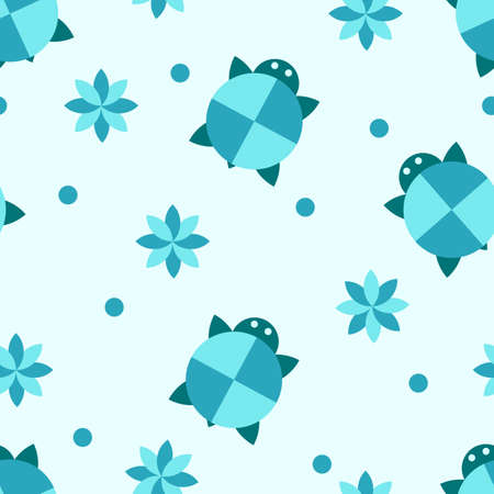 Seamless pattern with turtles. Vector illustration for design, fabric or wrapping paper