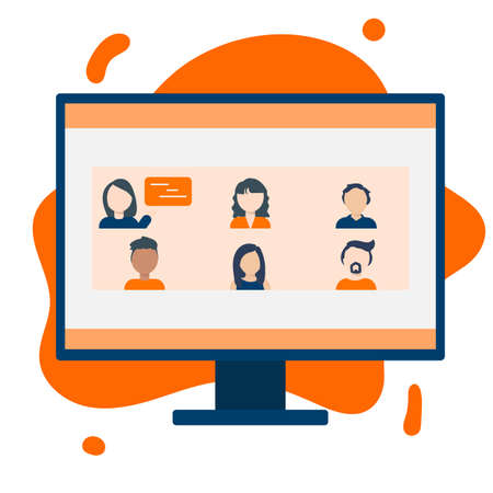 Online learning, conference concept at home. Modern vector illustration concepts for website and mobile website development.のイラスト素材