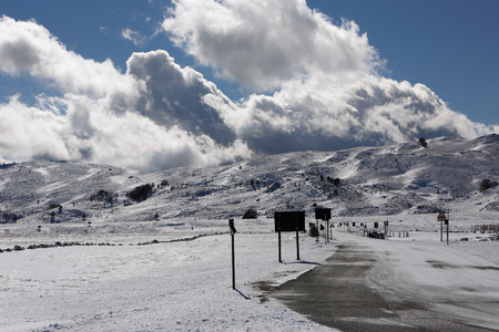 mountain road in a sunny dayの写真素材