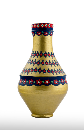 A Golden Egyptian pottery vessel made of clay, one of the oldest habits of the Ancient Egyptiansの写真素材