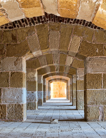 Stoned arched Passage under Kayet Bey Castle, Alexandria, Egyptのeditorial素材