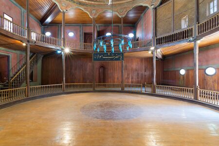 Cairo, Egypt- April 1 2018: Whirling Dervishes Ceremony hall at the Mevlevi Tekke, an old abandoned meeting hall for the Sufi order and Whirling Dervishesのeditorial素材