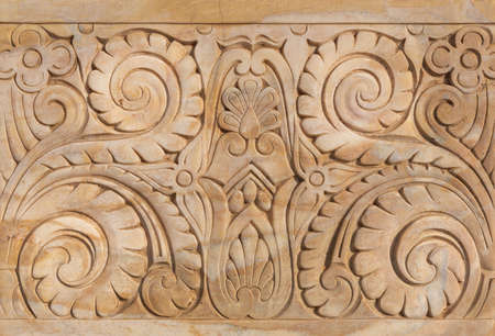 Marble Hindu style floral patterns carved into the exterior wall of Baron Empain Palace, Heliopolis...