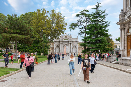 Istanbul, Turkey - August 31, 2022: Entrance of Dolmabahce Palace, with tourists visiting the placeのeditorial素材