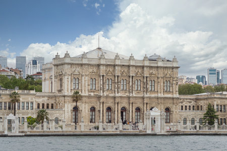 Istanbul, Turkey - May 10, 2023: View from Bosporus strait of Dolmabahce Palace, or Dolmabahce Sarayi, located in Besiktas district on the European coastのeditorial素材