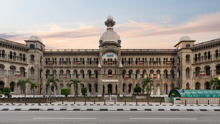 Malayan Railway Administration Building stands majestically in Kuala Lumpur, Malaysia, displaying its intricate colonial architectureの写真素材