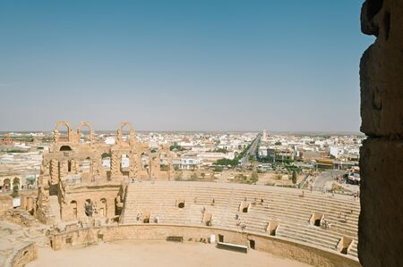 Landmark Tunisia Roman amphitheater in El Jemの写真素材