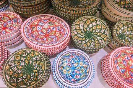 Traditional souvenirs at a local Tunisian store. Soula center, Sousseの写真素材